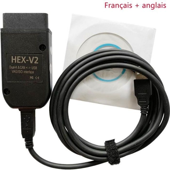 Ligne d'inspection automobile Interface Vcds Hex V2 Vagcom 20.4.1 Vag Com 19.6 - pour Vw pour Audi Skoda Seat Anglais + Français