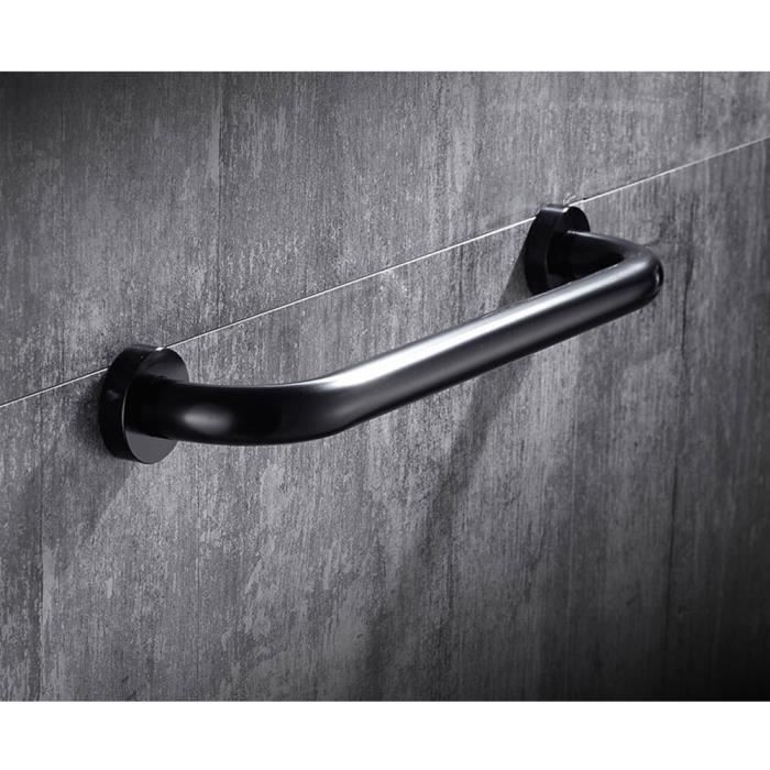 40cm Barre d'appui Poignée Sécurité Salle De Bain Douche WC Support Porte-serviette Aluminium Noir