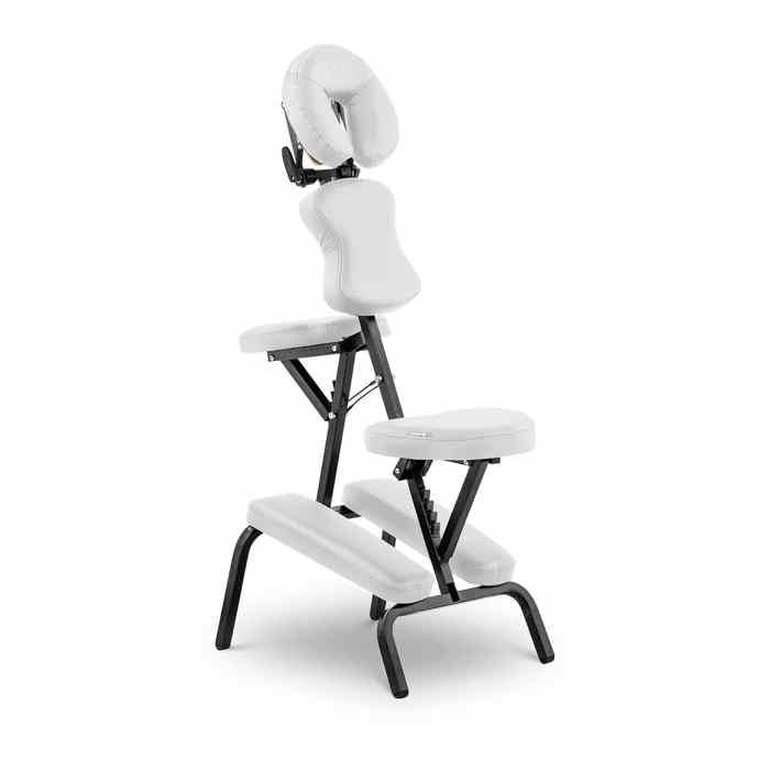 Chaise de Massage Assis Pliante Pliable Portative Table Professionnelle PHYSA MONTPELLIER WHITE (Acier. PVC. Capacité 130 kg. Blanc)