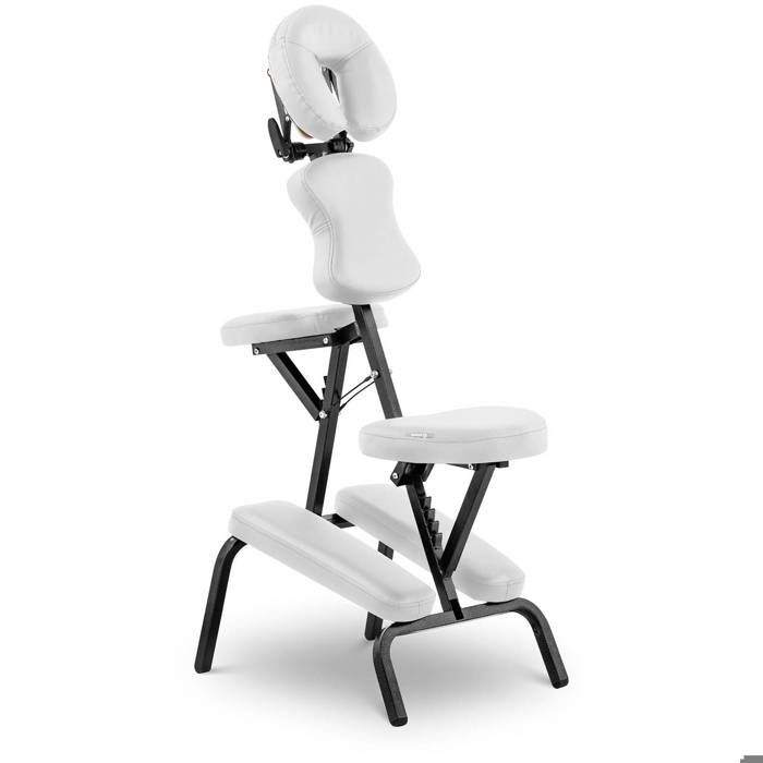 Chaise de Massage Assis Pliante Pliable Portative Table Professionnelle PHYSA MONTPELLIER WHITE (Acier. PVC. Capacité 130 kg. Blanc)