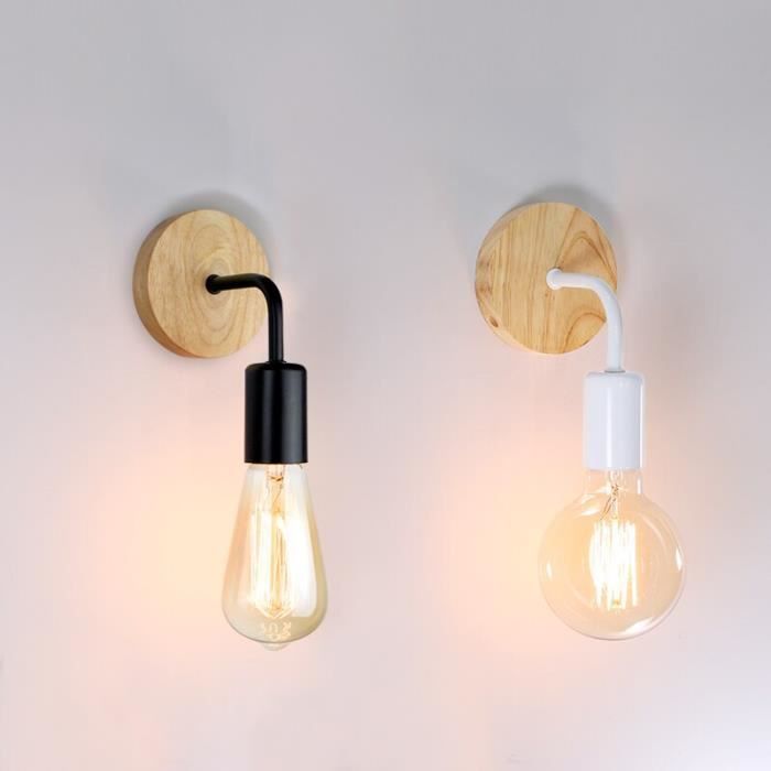 RUMOCOVO® Applique murale au design industriel rétro avec base en bois, luminaire d'intérieur au style vintage - Noir