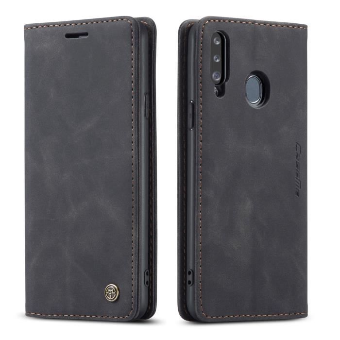 SmartLegend Coque Samsung A20s Bumper Housse Etui en Cuir PU Flip Case [2 emplacements pour Cartes et Monnaie] Noir