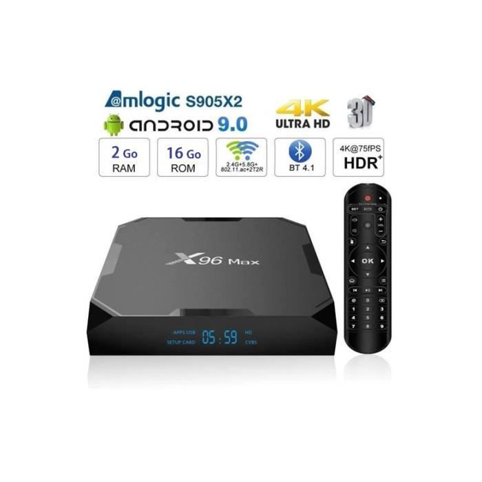 TV Box, 2Go 16Go - ARTIZLEE® Smart Box TV X96 Max Décodeur Multimédia Android 9.0 2GB+16GB WIFI 2.4G/5G S905Wx2 Octa Core Boîtier TV