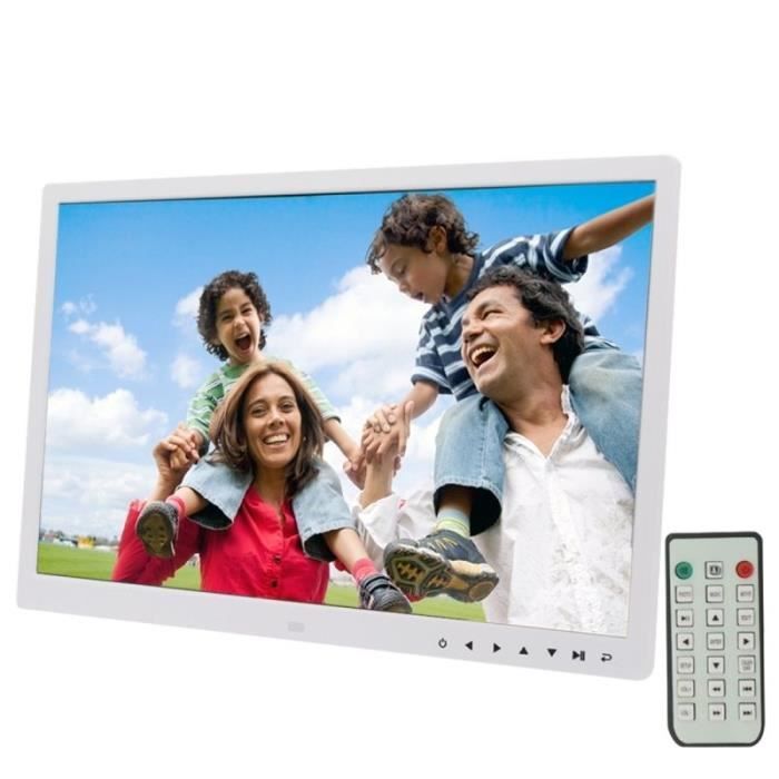 Cadre Photo Full HD Tft Lecteur Musique Vidéo 17' Port USB Horloge Réveil Blanc YONIS