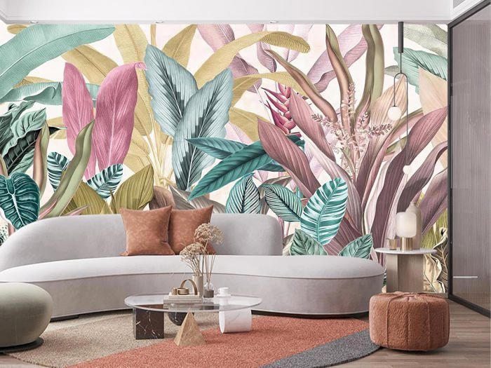Papier Peint Panoramique 400x280 cm 3D Effet style Jungle Tropical ...