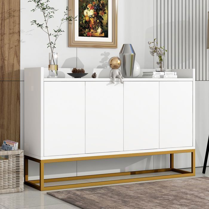 Buffet - Buffet blanc - Buffet salle a manger - 4 portes - Blanc - 120x30x80cm