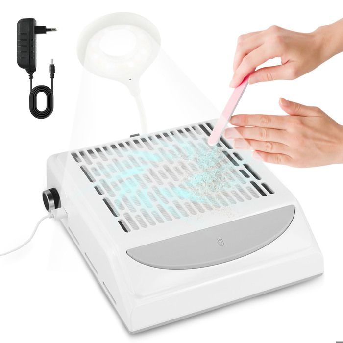 Aspirateur Ongles Professionnelle 100WUsb InterfaceAvec Led LampeAspiration RéglableFiltre RéutilisableAspirateur Ongles