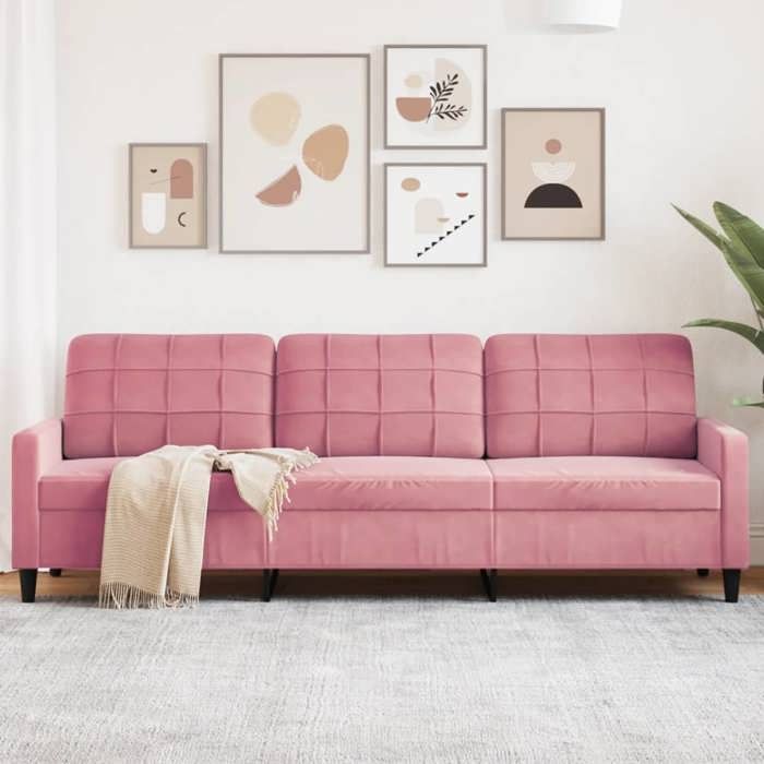 vidaXL Canapé à 3 places Rose 210 cm Velours 4007647