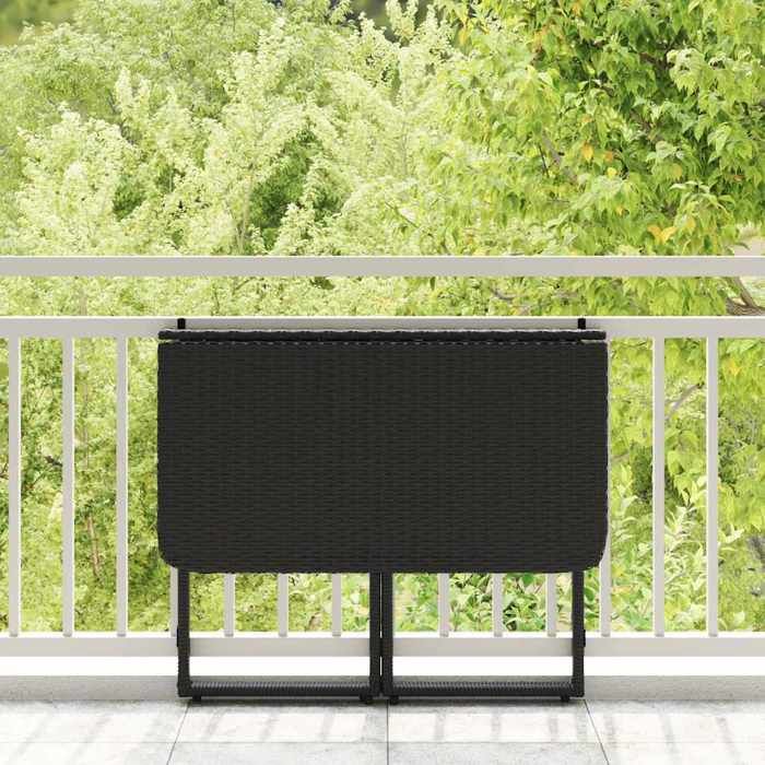 Table de jardin VIDAXL Table pliante noir 90 x 51 x 75 cm polyrotin TT242