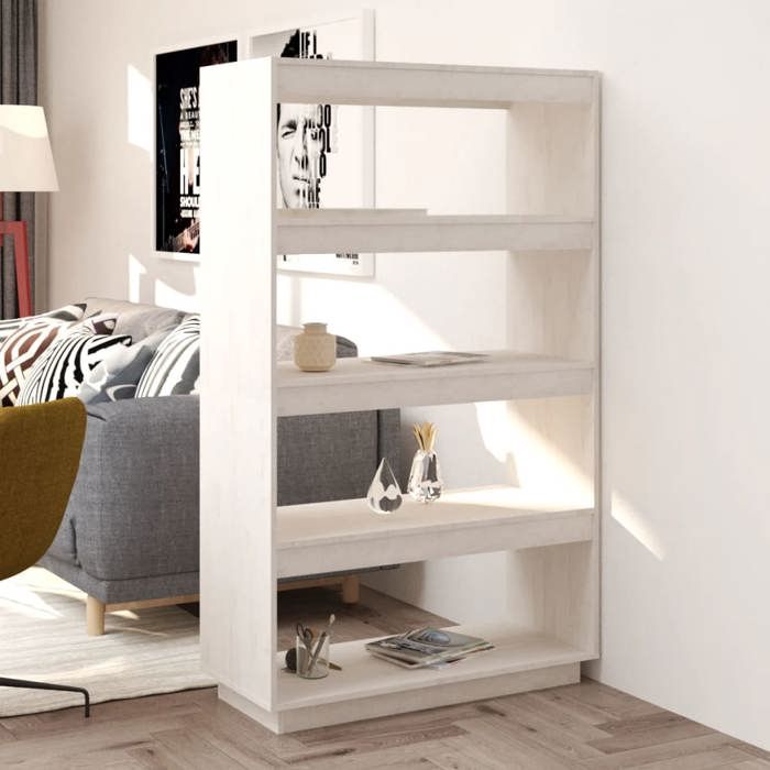 Meilleures BibliothèqueCloison séparateur Blanc 80x35x135cm Pin massifMeuble de Rangement pour Livres SSD74300209