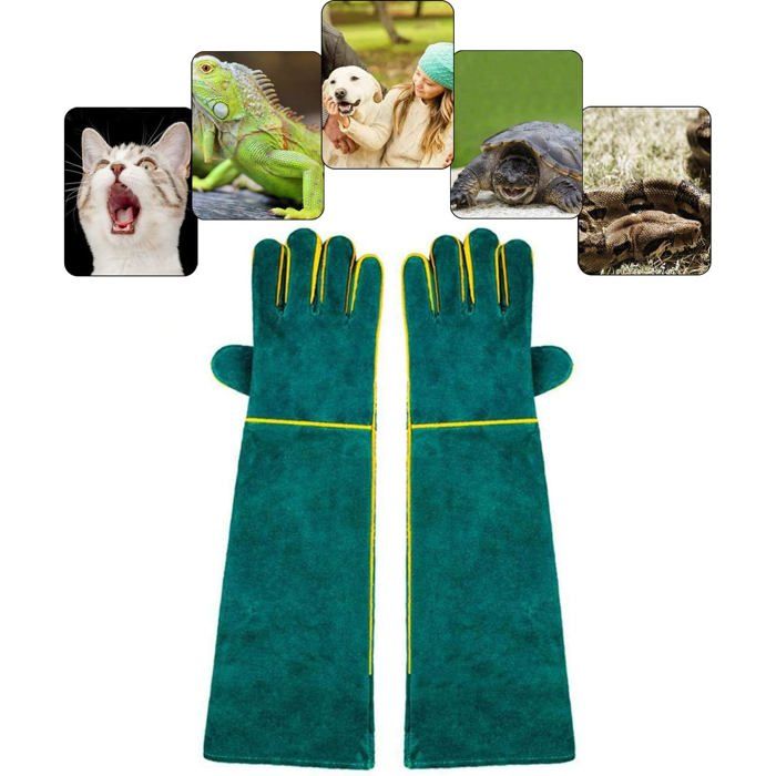 Meilleurs prix pour Anti-Morsure Gants De Manutention Pour Animal,Sécurité Cuir Gants De Travail Pour Le Bain,Le Toilettage,La Manipulation Chien,Chat