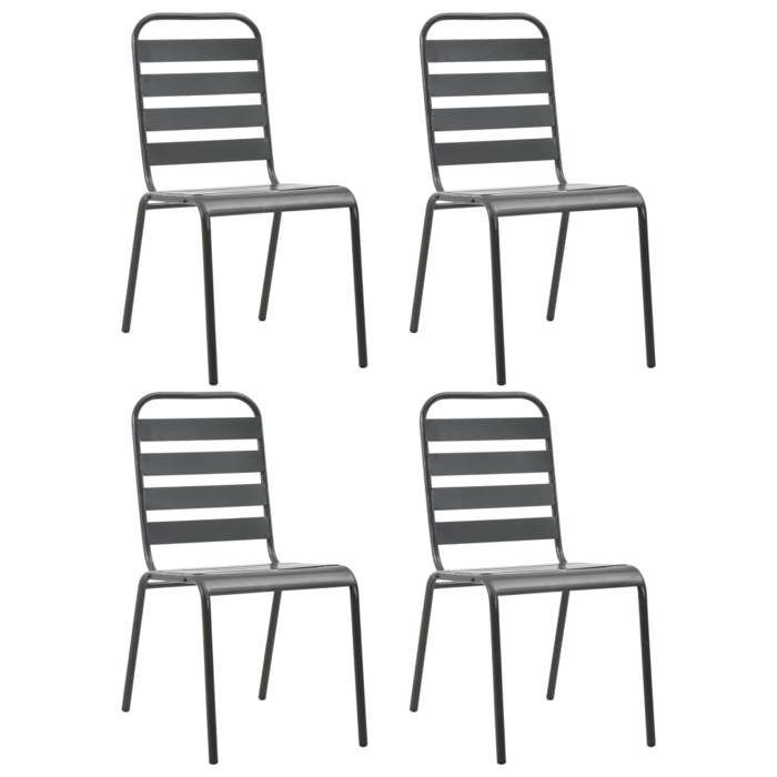 SALE 2025Chaises dextérieur - lot de 4 - Fauteuils de Jardin - Design à lattes Acier - gris foncé - 42x63x84 cm 20 6 Kg 6457