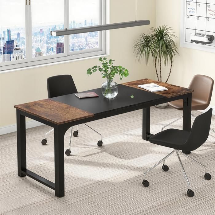 TOPESCT Bureau pour Ordinateur Portable - 160 x 80 x 75 cm - Marron Rustique - Bois - Panneaux de particules - Bureau