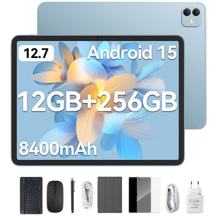 Blackview LINK8 Tablette Tactile 12.7“2K90Hz36Go RAM+256Go ROM8400 mAh Android 15 Tablette Bleuavec Clavier+Stylet+Souris