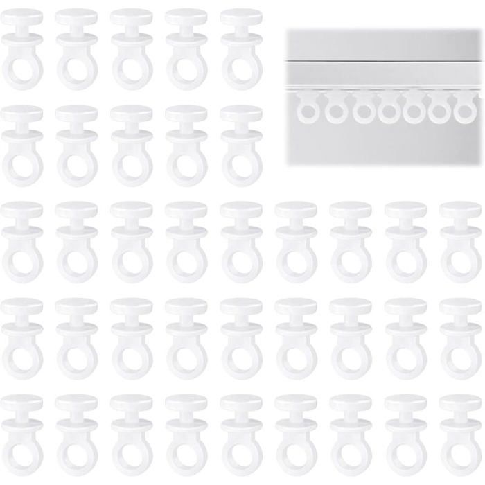 100 Pièces Crochet Rideau Rail Glisseurs pour Rail à Rideaux Plastique roulettes à Rideaux Blanc Tringle à Rideau Coulissant Croc