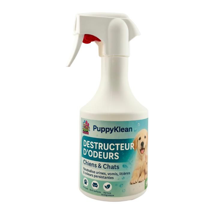 Comparer les prix de PuppyKlean - Destructeur dodeurs animaux 500 ml  neutralise urine litière textiles