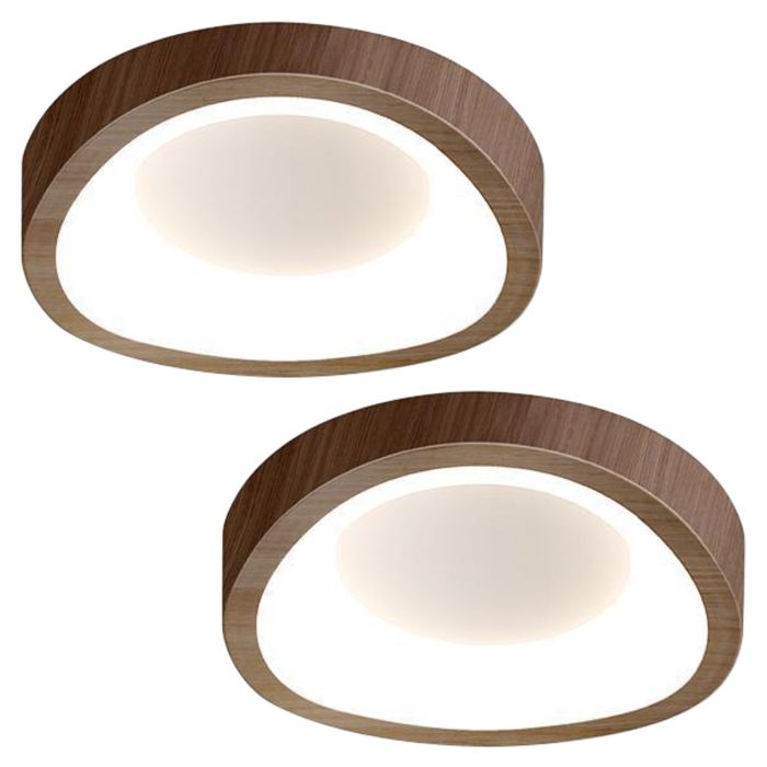 WOTTES Plafonnier LED Style Moderne - 10W Blanc froide IP54 Imperméable Lampe de Plafond Pour Séjour Couloir - 2pcs Noyer Ø20CM