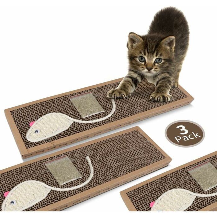 Comparer les prix de 3 x planche à gratter pour chat avec planche à gratter en sisal pour chaton avec herbe à chat gratuite (37 12 2) cm