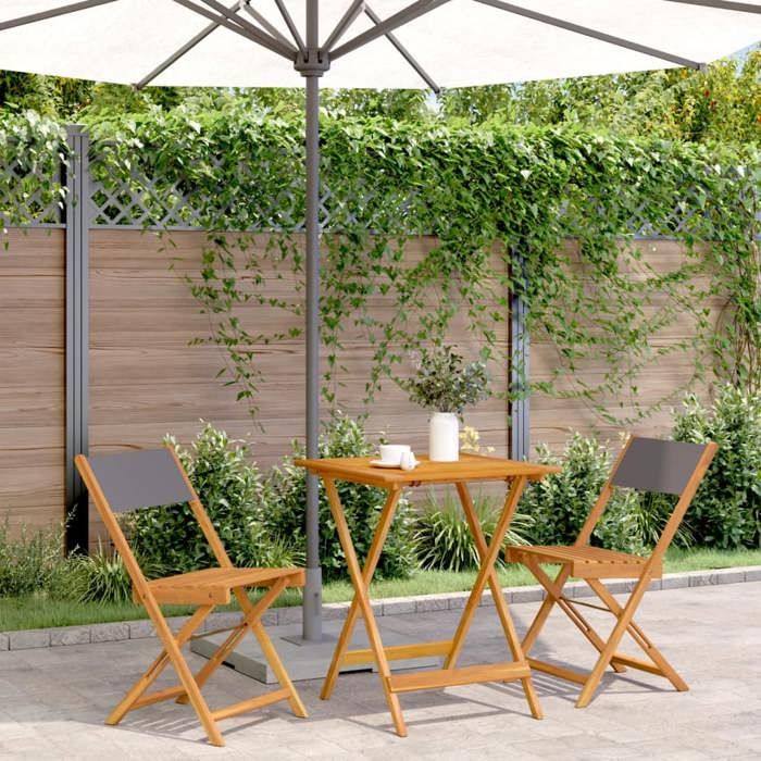 “RabaisEnsemble de bistro 3 pcs - Table de salon salle à manger + 2 Chaises de jardin - anthracite tissu et bois massif SOLO868595