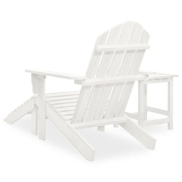 Chaise de jardin Adirondack avec pouf et table - WIENS - Blanc - Bois massif de sapin - 69.5x147.5x89.5 cm