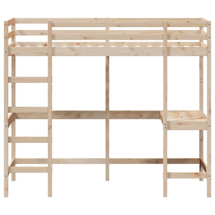 2 PLACE Lit superposé - BURKE - Lit Mezzanine - sans matelas - 100x200 cm - bois massif de pin LL141