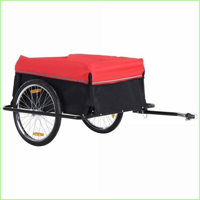 Remorque cargo pour vélo - Robuste pliable grand espace - Noir/Rouge
