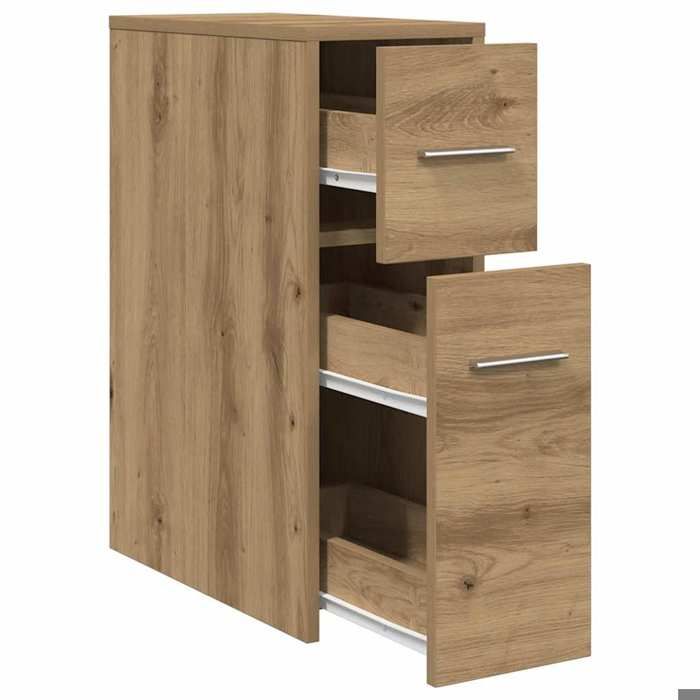 Moderne Armoire de salle de bain étroite BURKE Meuble WC avec roulettes chêne artisanal 22x44x61.5 cm AA1203