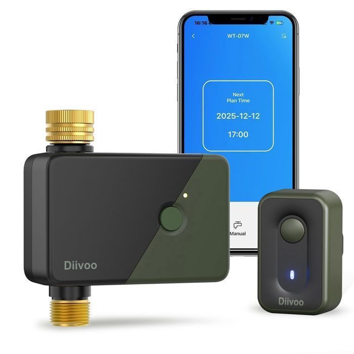 Diivoo Programmateur darrosage WiFi 1 Voies Connecteur en Laiton Minuterie darrosage Automatique dirrigation pour Jardin