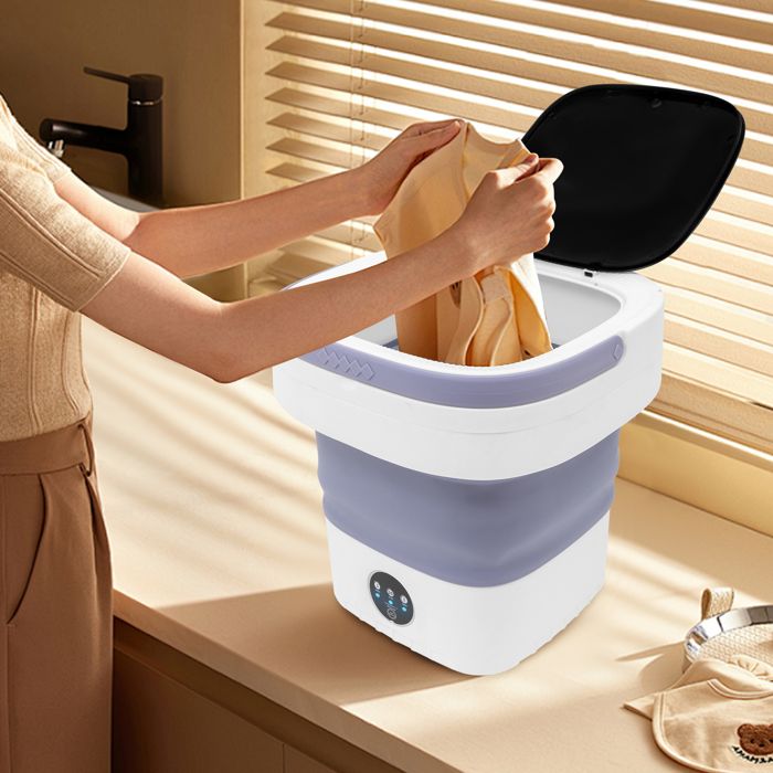 Mini lave-linge pliable 12L lave-linge portable de camping avec essoreuse panier de vidange petite machine à laver pour sous