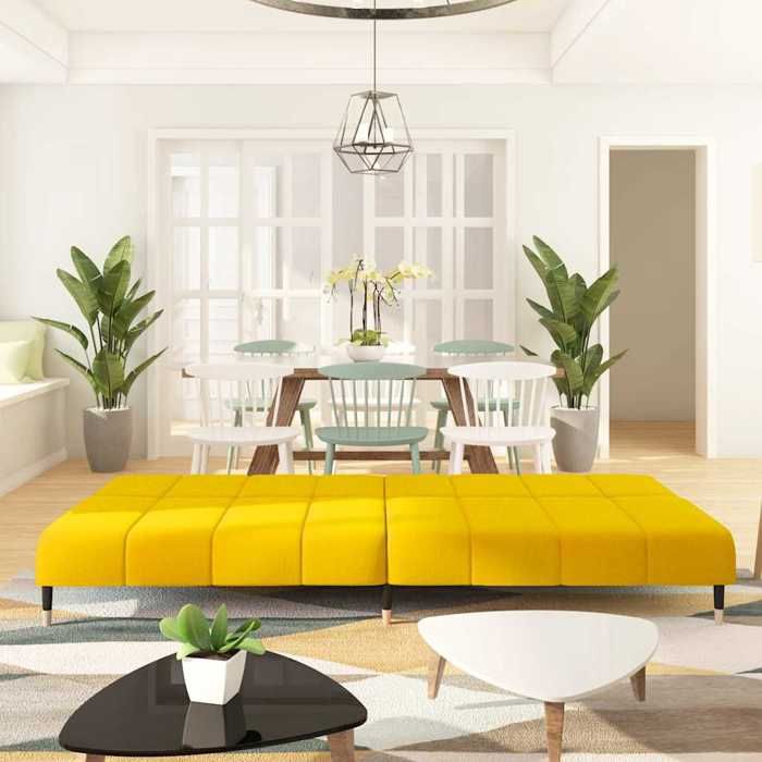 velours CANAPE CONVERTIBLE - SHIELDPRO® - Canapé-lit - 2 places jaune 547675