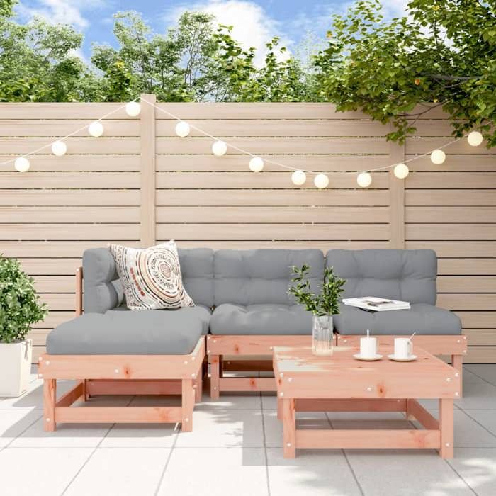 NEW 2026 Salon de jardin lot de 5 Meuble pour 4 personnes bois massif douglas 61x60.5x62 cm S1600