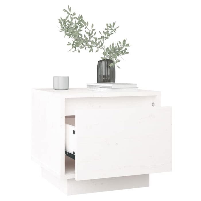 Petite Armoire de lit Blanc - 1 PC Table de chevet Blanc - 35x34x32cm - Bois de pin solide 528 511635511
