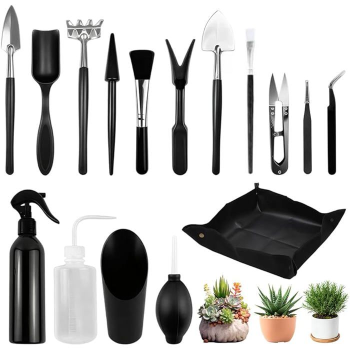 Set Outils Bonsai 16 Pièces Kit Débutant Bonsai Ensemble Outils Bonsai Starter Outils de Jardin Mini Outils de Jardin