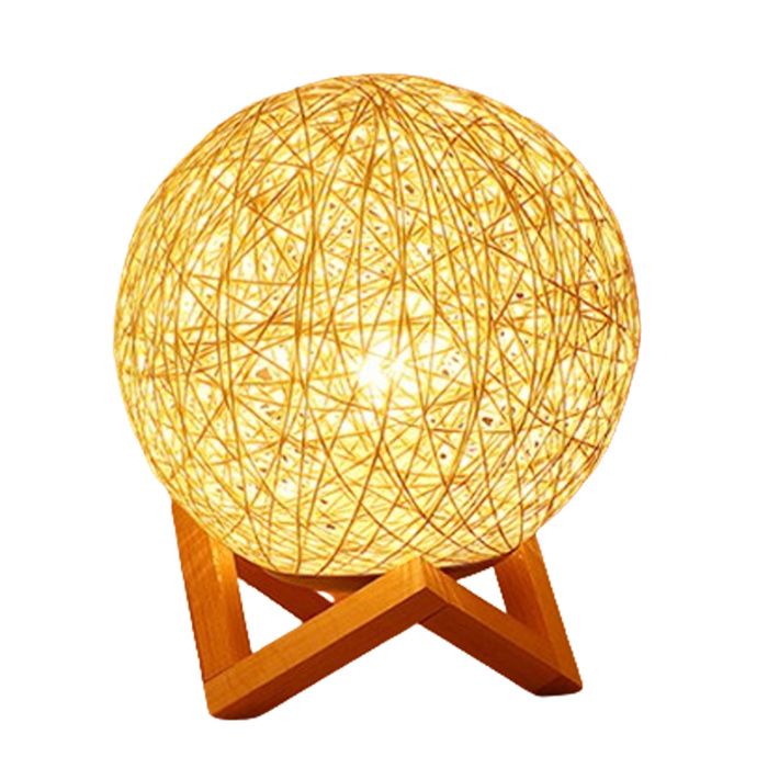 Lampe table LED chevet USB rotin boule cadeau créatif déco chambre bureau maison .