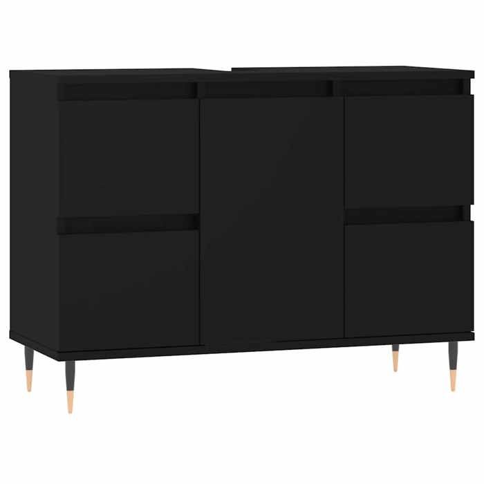 Noir Mobilier de bains - Armoire de salle de bain noir 80x33x60 cm bois dingénierie m6889