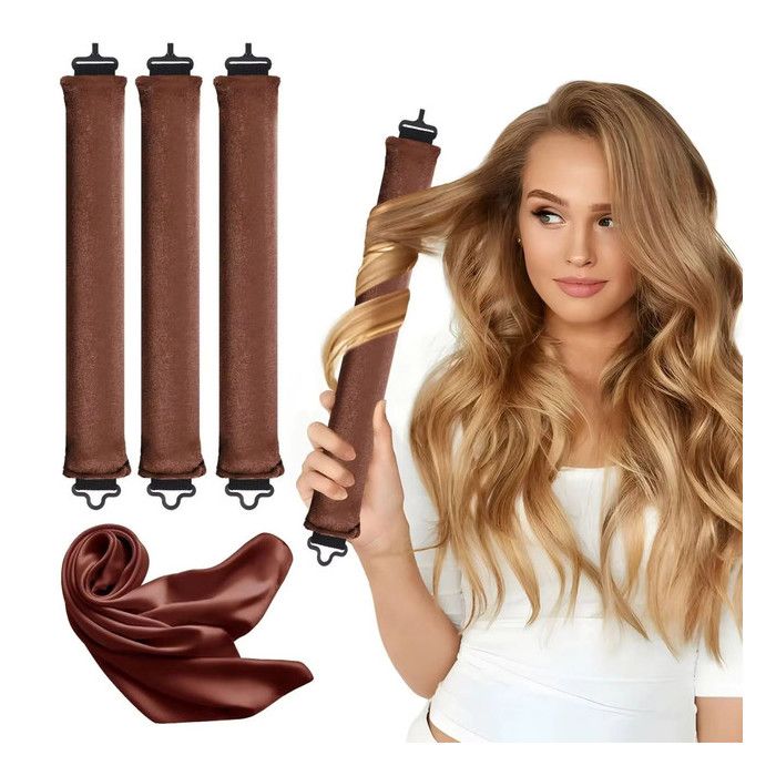 Bigoudis Sans Chaleur 27cm – Boucles XXL Nuit Confort Mousse Coffee
