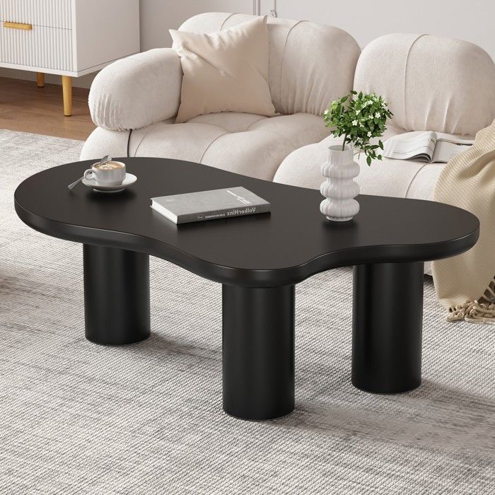Table basse - MINIMAL - MINIMAL HOME - forme nuage - laqué noir - MDF/PVC - 107x66x405 cm Table basse - MINIMAL - MINIMAL HOME - forme nuage - laqué noir - MDF/PVC - 107x66x405 cm