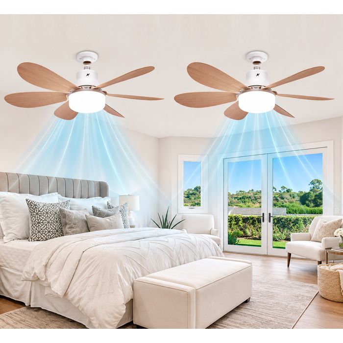 Visuel du produit : 2Pcs Ventilateur de Plafond avec Lumière et Telecommande LED 40W E27 Lampe Ventilateur3 Vitesses Silencieux pour Salon Chambre