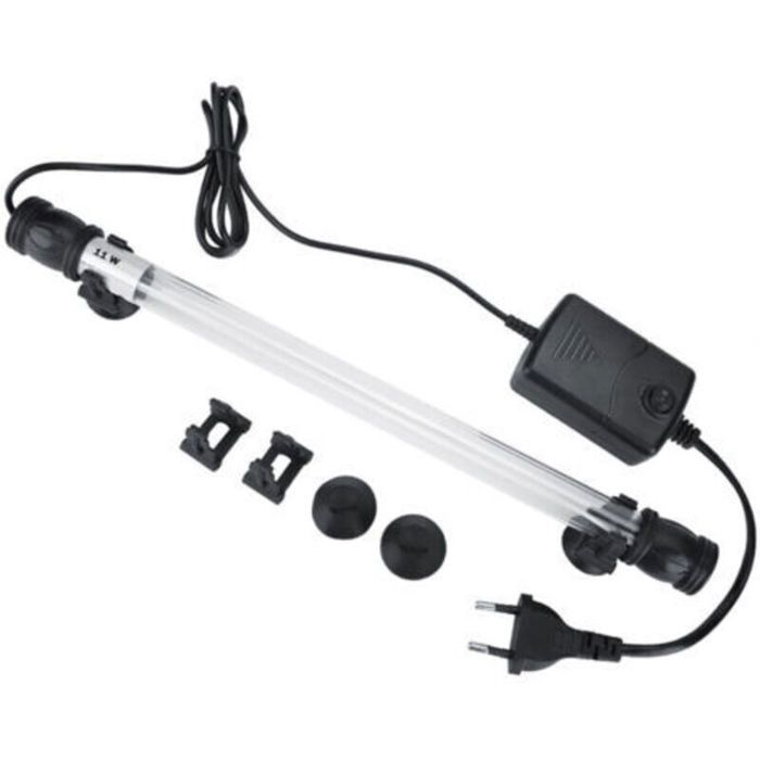 Lampe UV pour aquarium – 11 W – Stérilisation de l’eau et réduction des algues – 33 cm – Noir