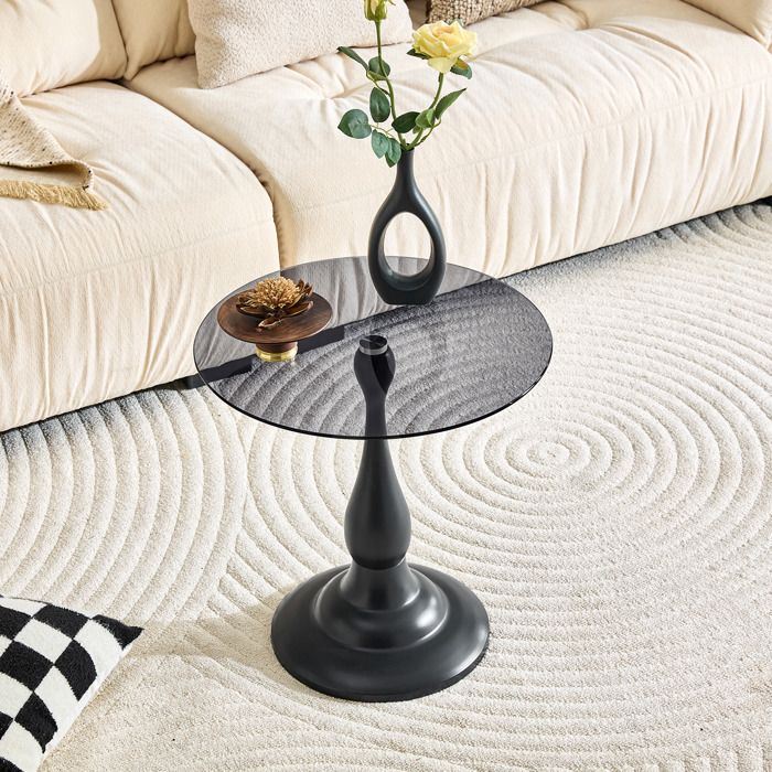 Table dappoint en verre - Plateau en verre trempé - Design moderne et élégant - Dimensions compactes 50x50x51 5 cm