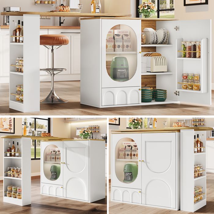 Table de bar pivotante à 360° mobilier de bar à café comptoir-bar pivotant avec espace de rangement 138 x 39 x 102 cm blan-L956