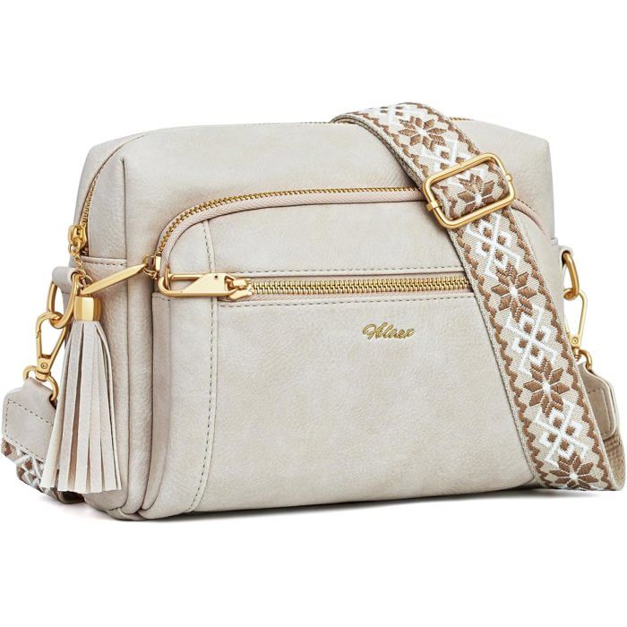 Sacs Bandoulière Femme Avec Antivol Sac A Main Femmes Bandoulieres 4 Compartiments En Cuir Pu Avec Sangle Réglable Et Large Amovib