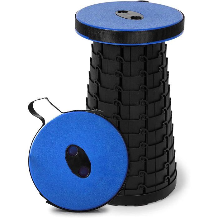 Tabouret pliable télescopique hauteur réglable 6 à 46 cm supporte 300 kg polypropylène portable 1 kg compact 25 x 6 cm