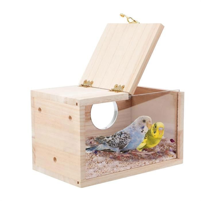 Nichoir à Perruches Nichoir à Oiseaux Transparent pour Cage Nichoir en Bois pour Perroquets Perruches Calopsittes InséParabl SPILEX