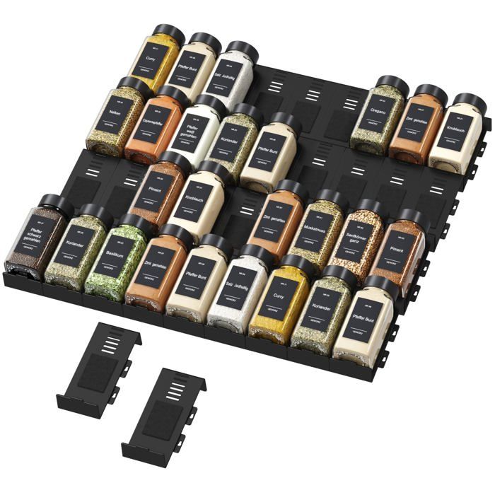 Rangement dÉpices pour Cuisine 36 Pièces S Bocaux Étagère à Pot Epices de Tiroir Colocalisable et 36 Pièces  DESSERTE DE CUISINE