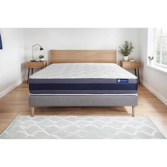 Ensemble Matelas Sommier 160x200 cm - Sommier Gris (en kit) - Actilatex Morpho