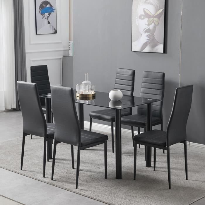 akalnny lot de 6 chaises -noir-style contemporain--pour salle à manger et cuisine(sans table cuisine )