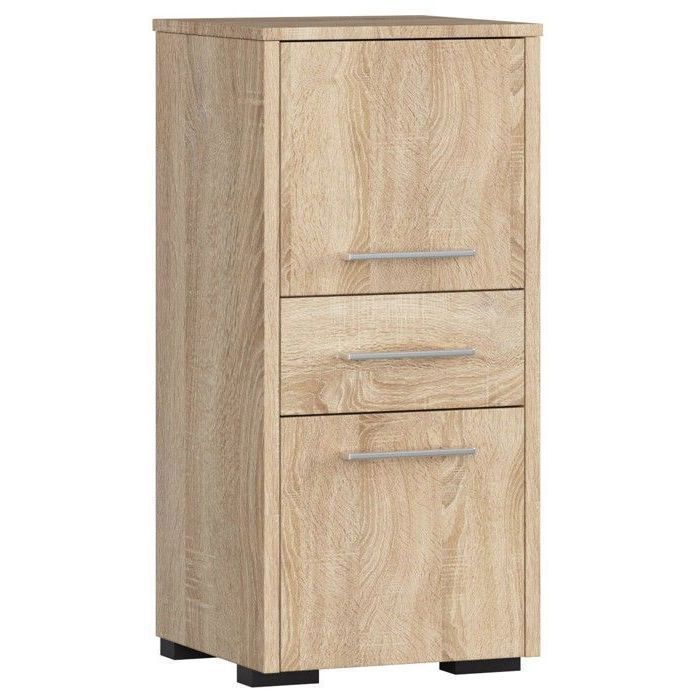Colonne salle de bains AKORD FIN Chêne Sonoma 30 cm 2 portes 1 tiroir façade Chêne Sonoma 3 étagères 30x30x85 cm