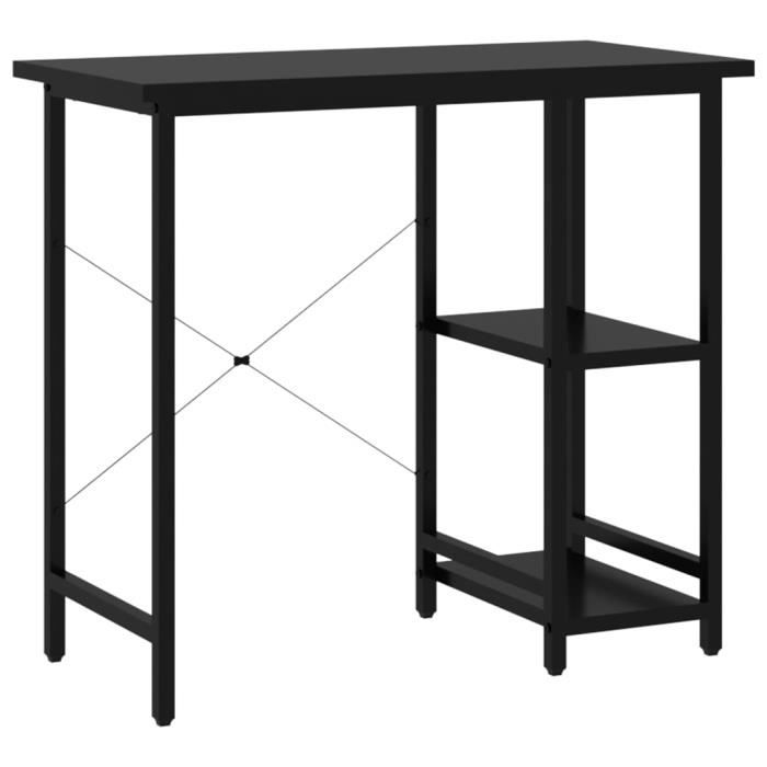 Bureau dordinateur - ASHATA - Modèle Droit - Noir - MDF et métal - 80x40x72 cm