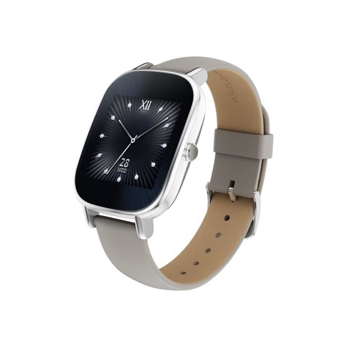 ASUS ZenWatch 2 WI502Q Argent montre intelligente avec sangle cuir taupe